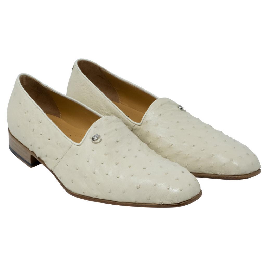 Mauri S/stone 3034 Winter White Genuine All Over Ostrich Loafer Shoes