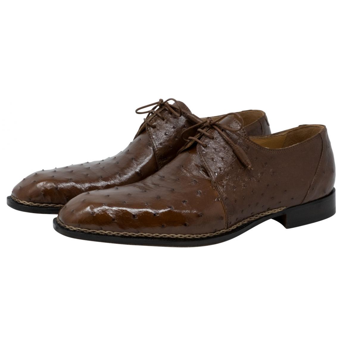 Mauri Boulevard 3038 Kango Tabac Genuine Ostrich Lace-up Shoes