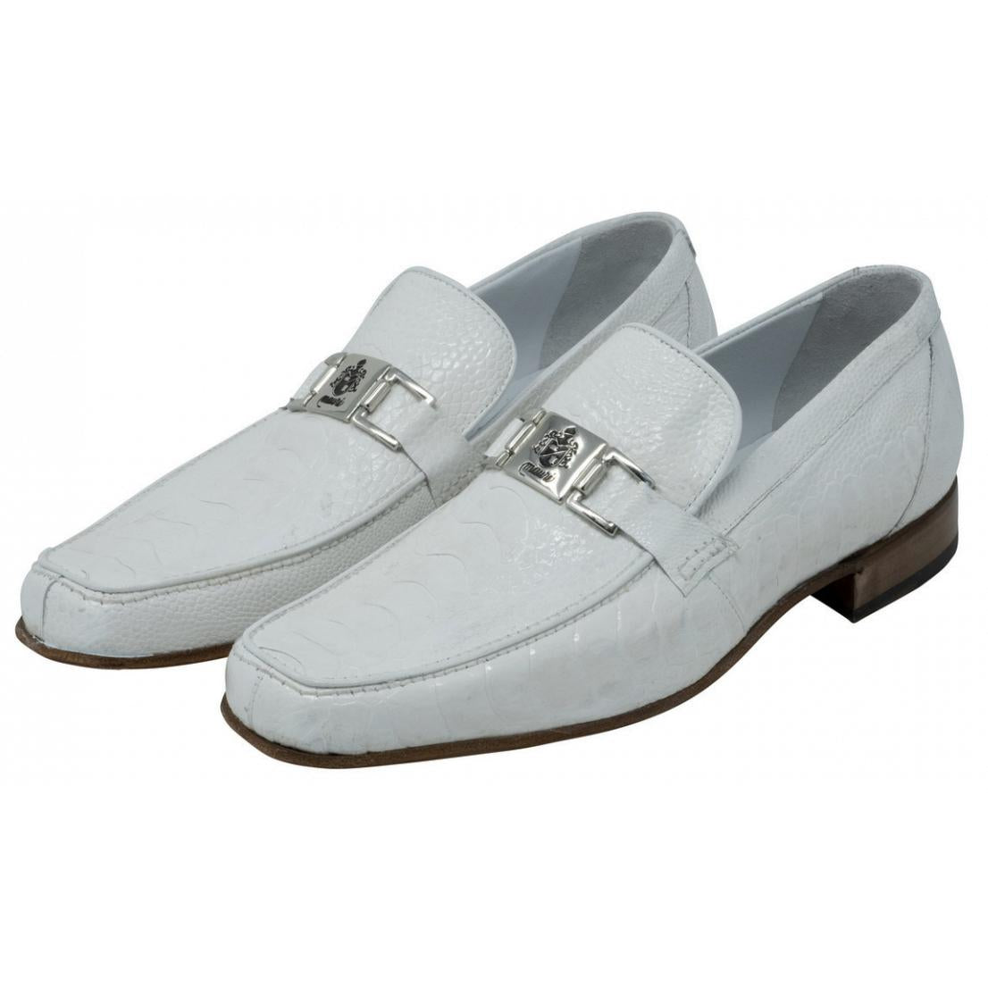 Mauri Royalty 3042 White Genuine Ostrich Leg Loafer Shoes