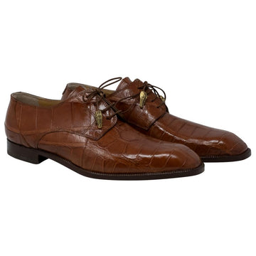 Mauri Earth 3046 Dark Cognac Genuine Body Alligator Lace-up Shoes