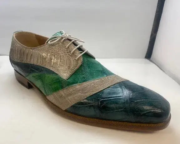 Mauri Green/Grey Genuine Hand Painted Alligator Oxfords