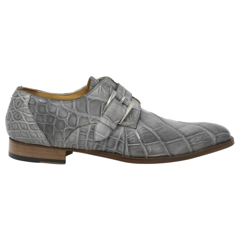 Mauri High-Speed 3054 Light Grey/Burnished Genuine Body Alligator Hand Painted Monk Strap Loafer Shoes