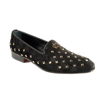 Mauri 3063 Black Genuine Velvet/Studded Slip-Ons