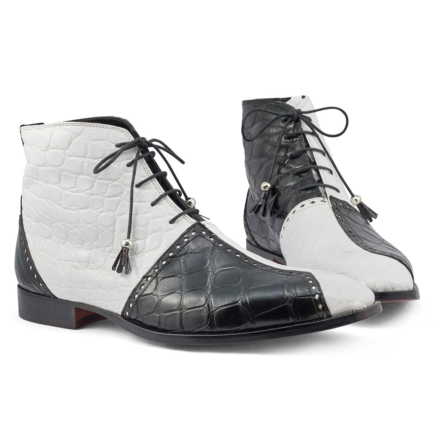 Mauri Othello Black/White Genuine Alligator Boots 3095