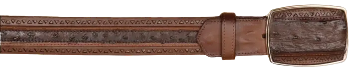 Wild West 2C25U0316 Faded Brown Genuine Ostrich Cowboy Belt
