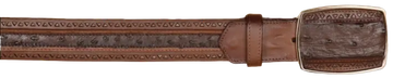 Wild West 2C25U0316 Faded Brown Genuine Ostrich Cowboy Belt