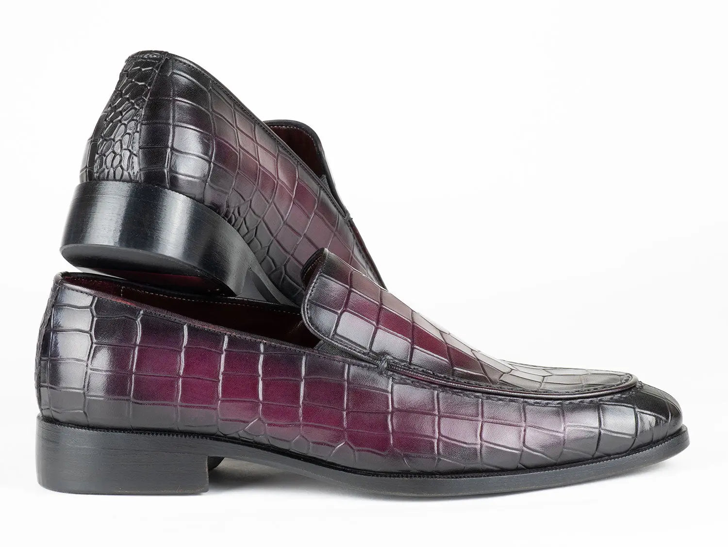 Paul Parkman Men's Purple Crocodile Textured Genuine Leather Loafers (ID#7339-PRP) PAUL PARKMAN