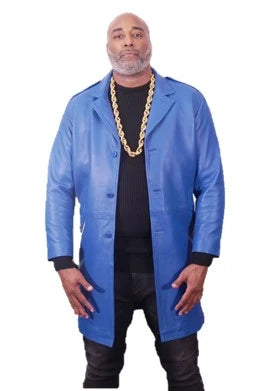 Jakewood 3200 Royal Blue Green Genuine Leather 7/8 Single Breasted Coat