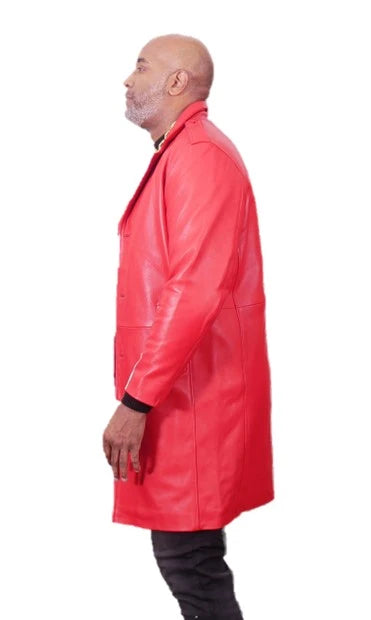 Jakewood 3200 Red Genuine Leather 7/8 Single Breasted Coat