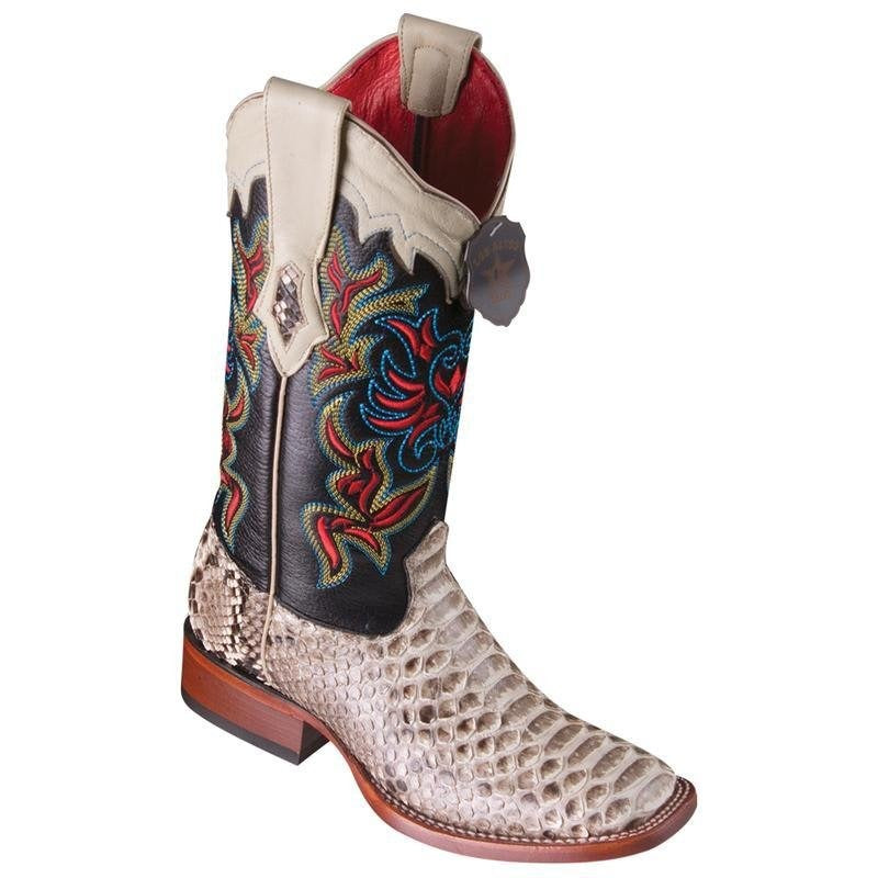 Los Altos 3225749 Women's Natural Genuine Python Wide Square Toe Cowgirl Boots