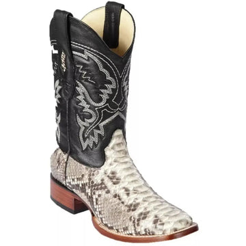 Los Altos 322N5749 Women's Natural Genuine Python Wide Square Toe Cowgirl Boots