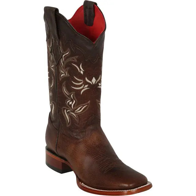 Los Altos 322N9940 Women's Walnut Genuine Leather Wide Square Toe Cowgirl Boots