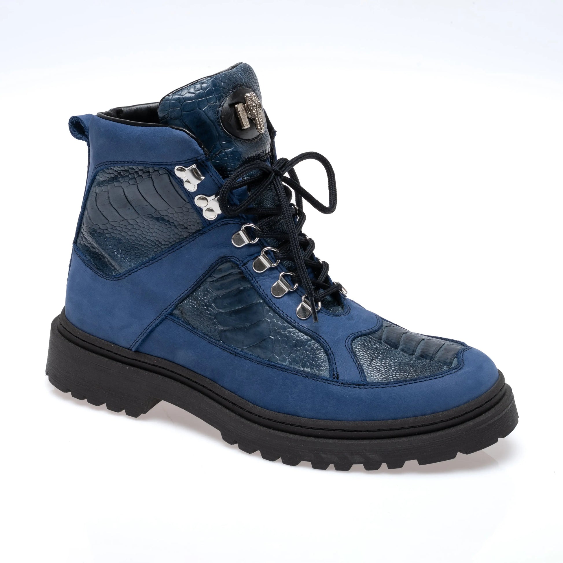 Mauri 3259 Indigo Blue/Caribbean Blue Genuine Nubuck & Ostrich Leg Boots