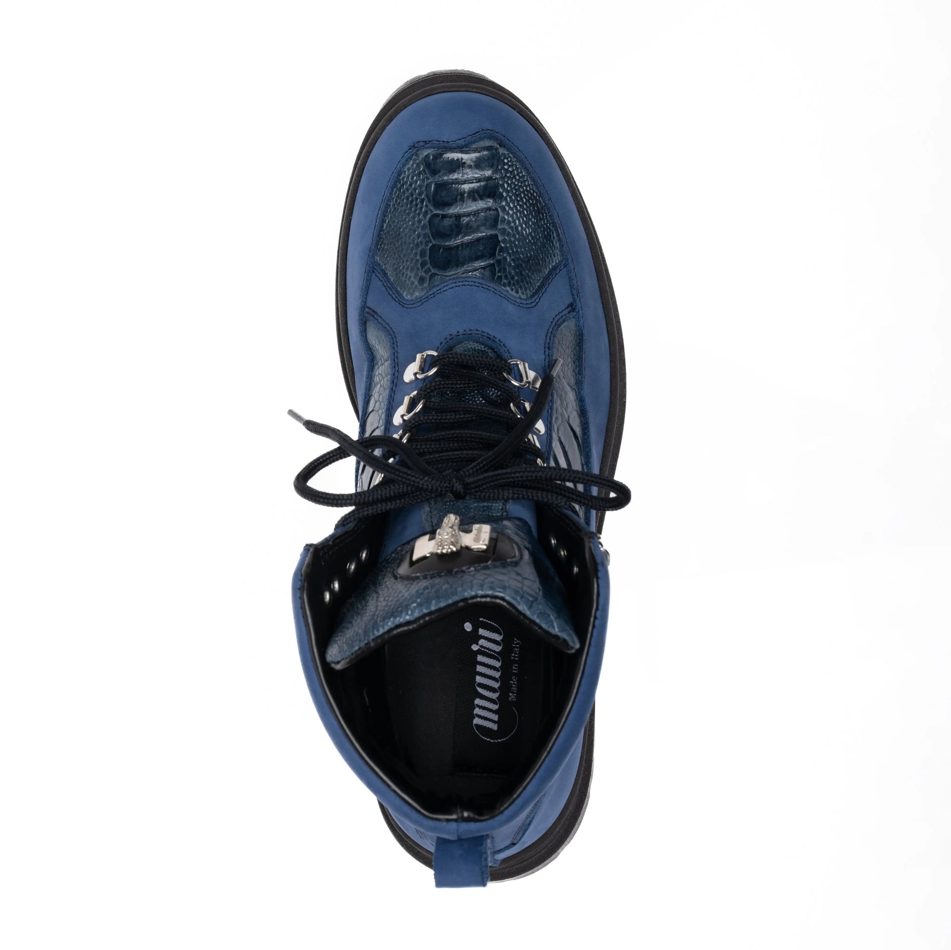 Mauri 3259 Indigo Blue/Caribbean Blue Genuine Nubuck & Ostrich Leg Boots
