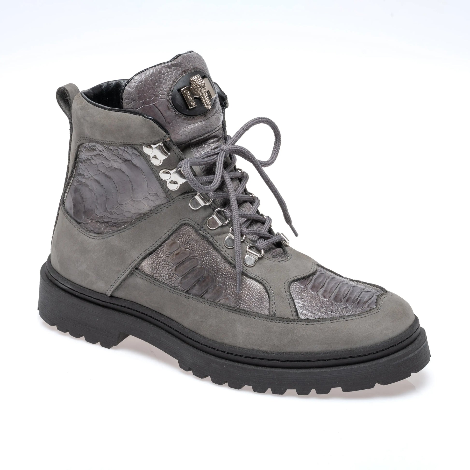 Mauri 3259 Light Grey Genuine Nubuck & Ostrich Leg Boots