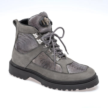 Mauri 3259 Light Grey Genuine Nubuck & Ostrich Leg Boots