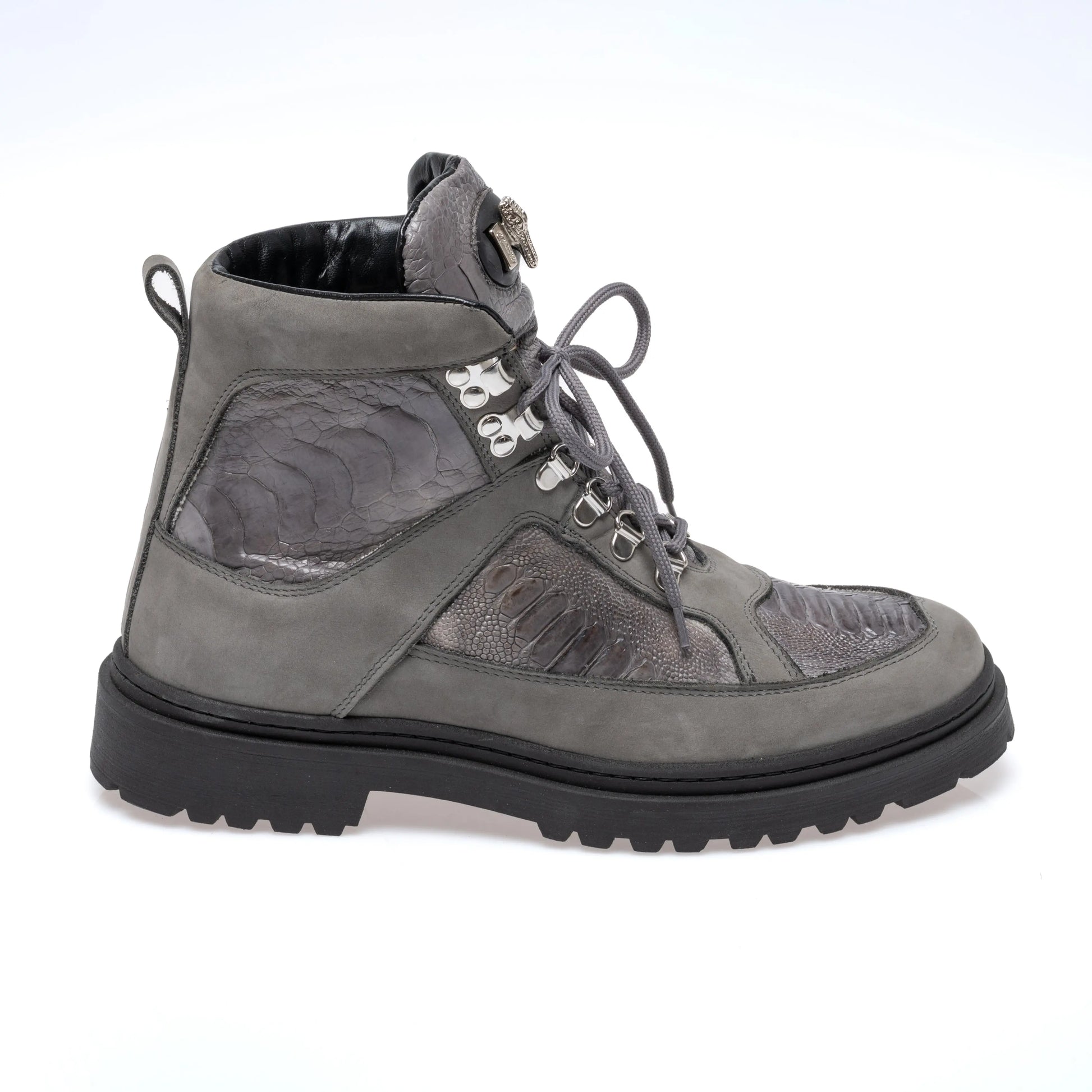 Mauri 3259 Light Grey Genuine Nubuck & Ostrich Leg Boots