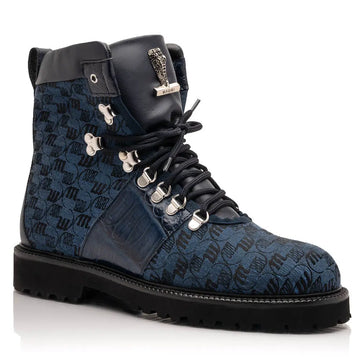 Mauri 3272 Wonder Blue Genuine Baby Crocodile/Ostrich Leg/Double M Fabric Boots