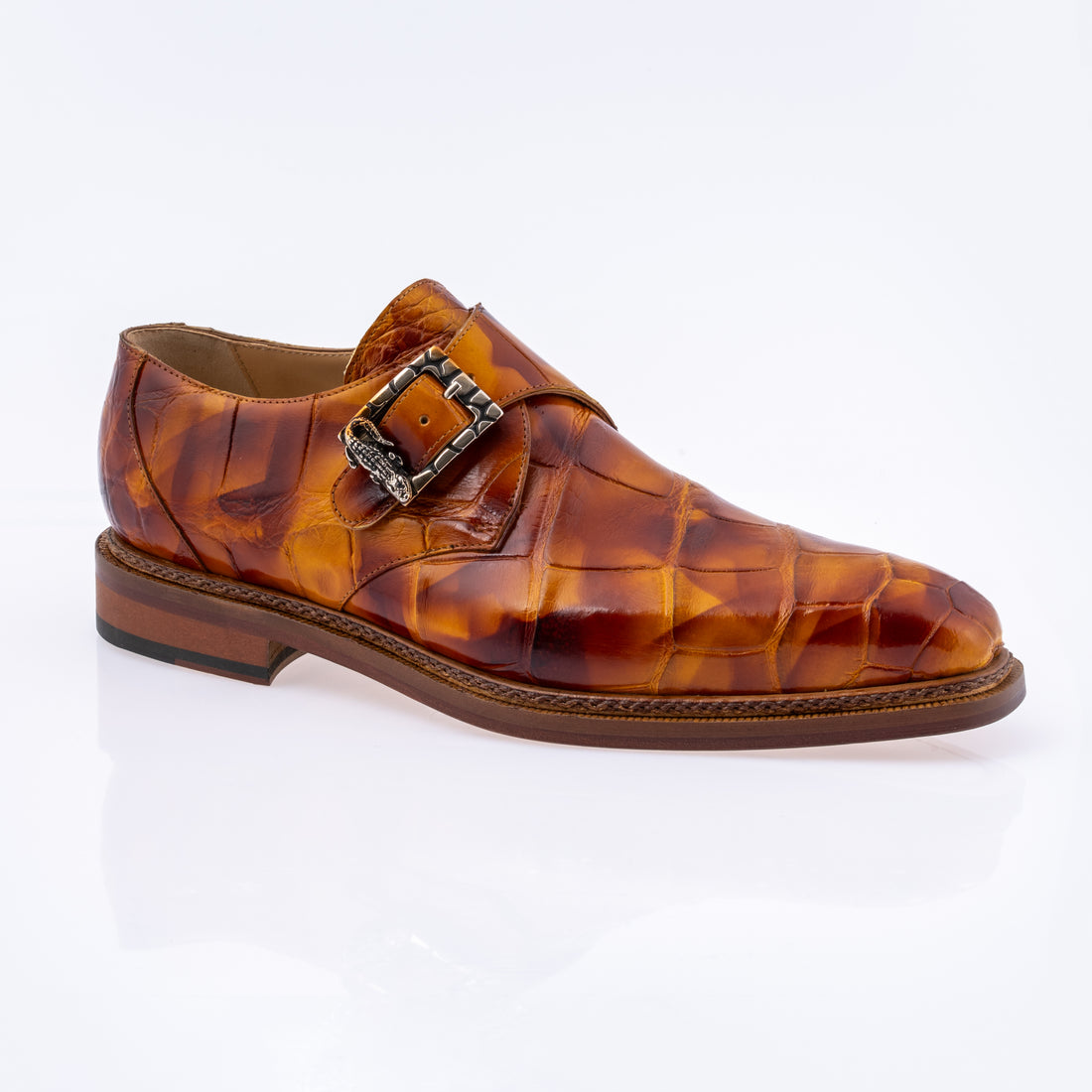 Mauri 3281/2 Toffee/Smoke/Cognac Genuine Alligator Monk strap Shoes