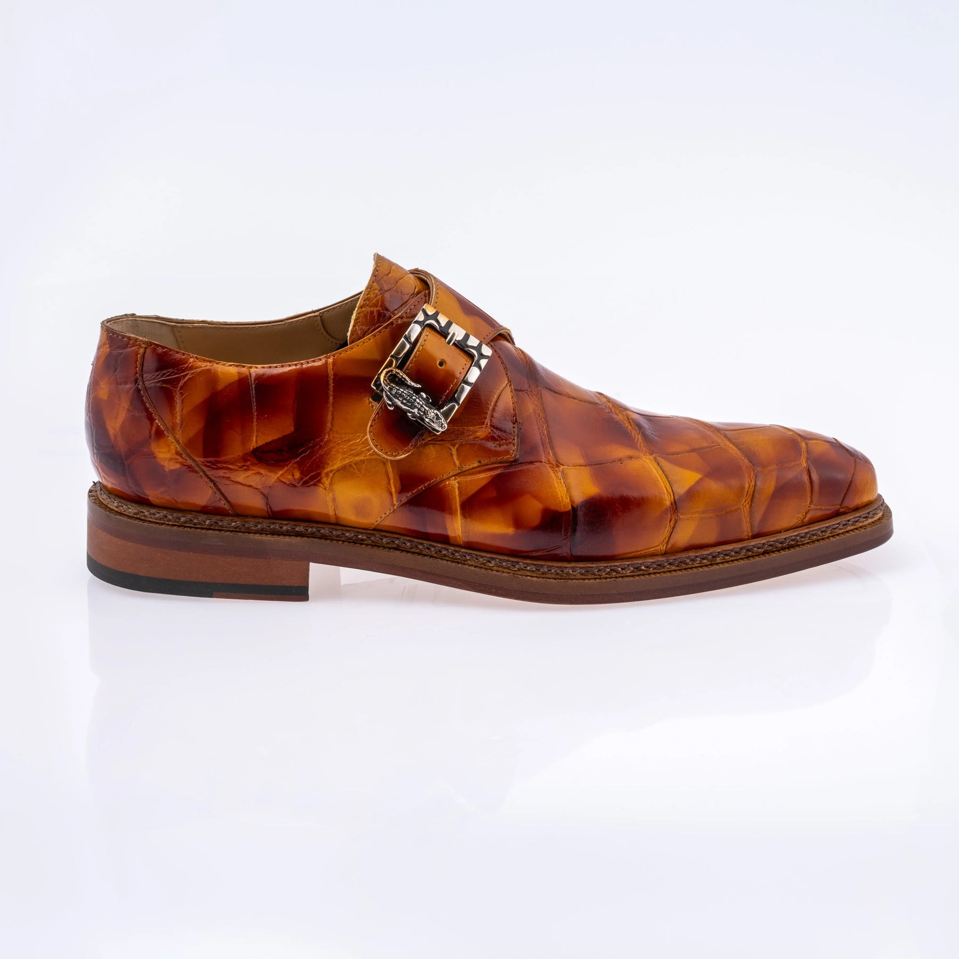 Mauri 3281/2 Toffee/Smoke/Cognac Genuine Alligator Monk strap Shoes