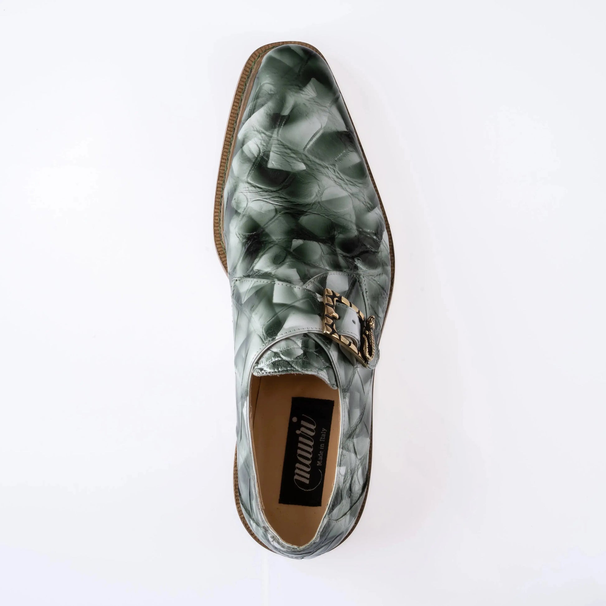 Mauri 3281/2 White/Smoke/Hunter Green Genuine Alligator Monk strap Shoes