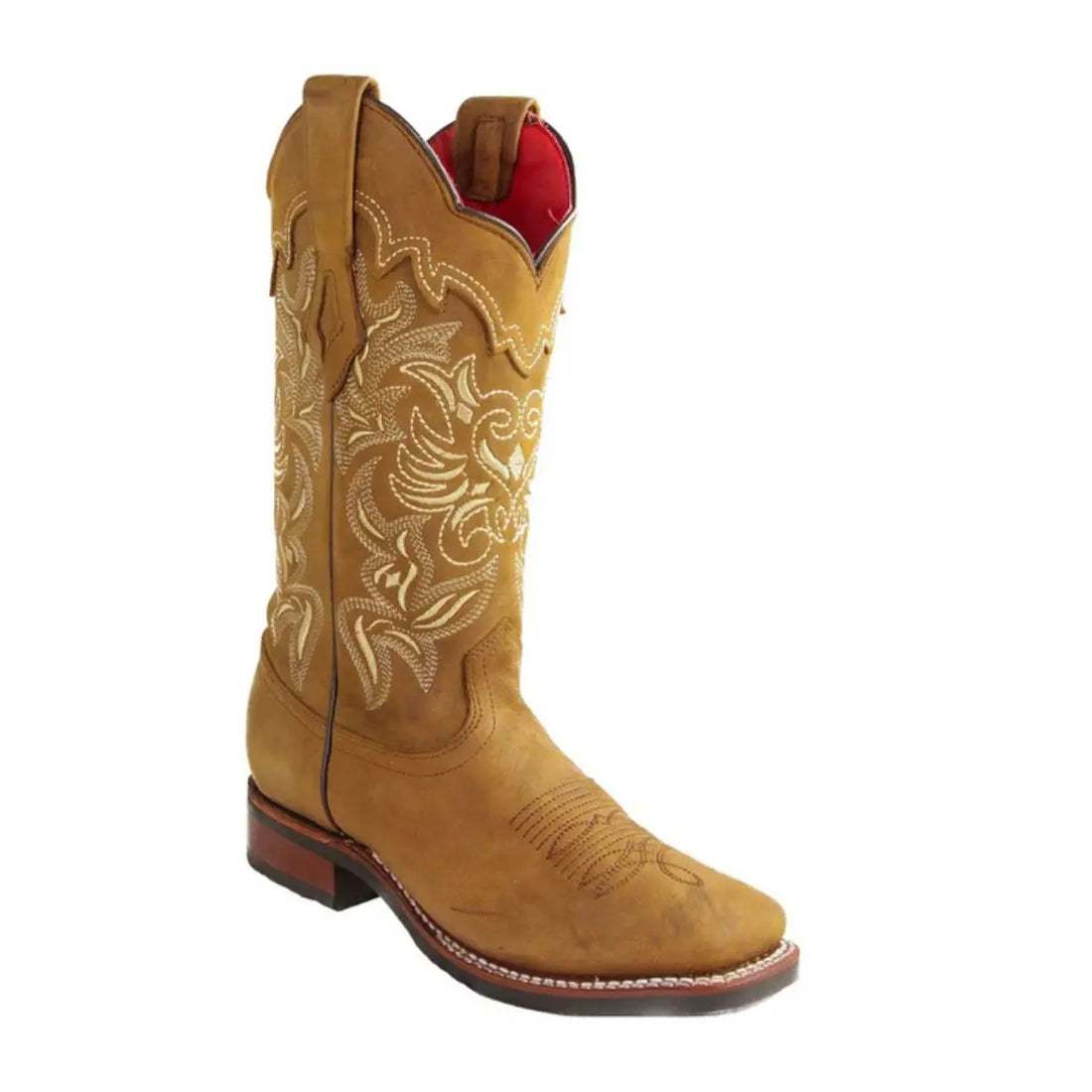 Los Altos 3286231 Women's Tan Genuine Leather Wide Square Toe Cowgirl Boots