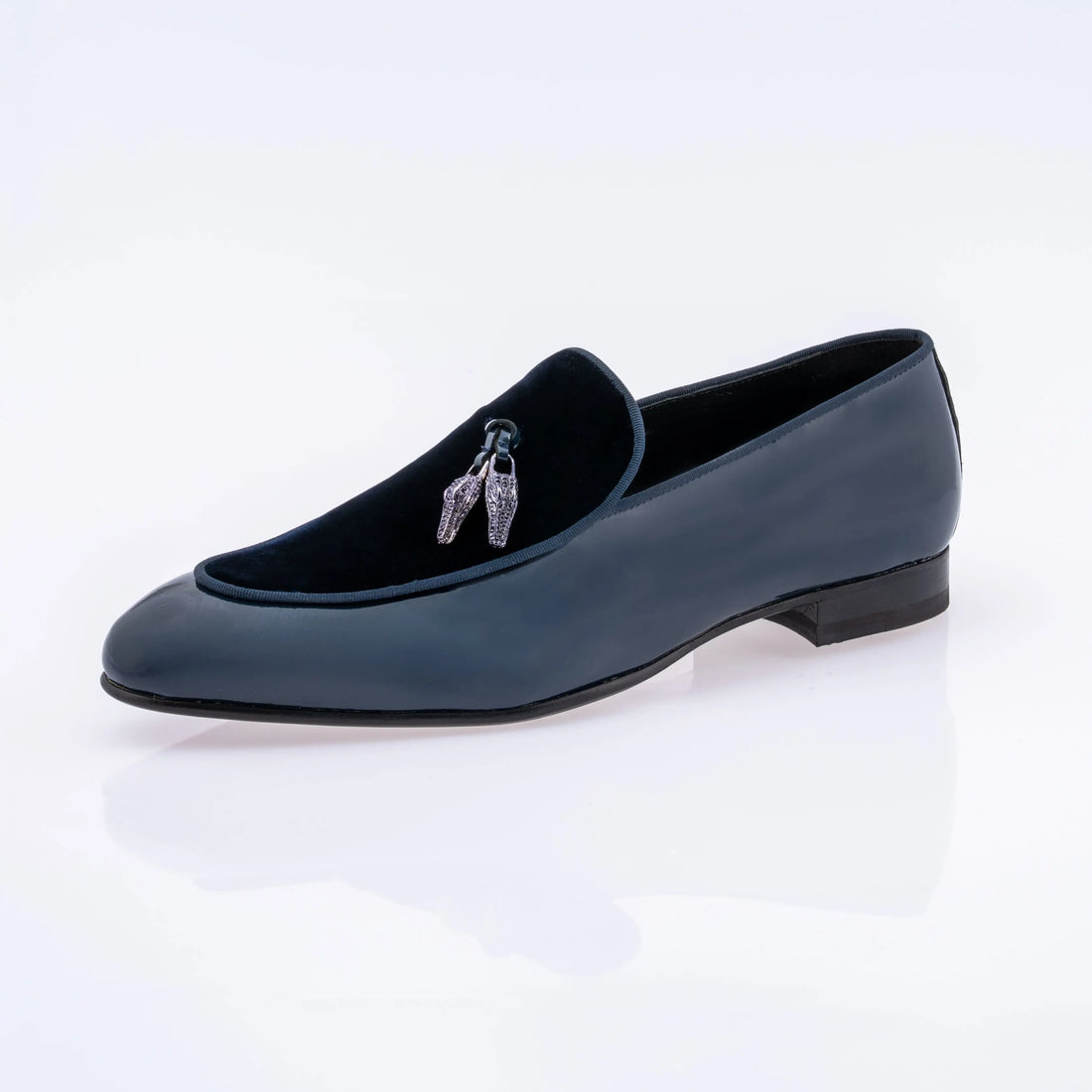 Mauri 3294 Wonder Blue Genuine Leather Patent/Velvet Loafers