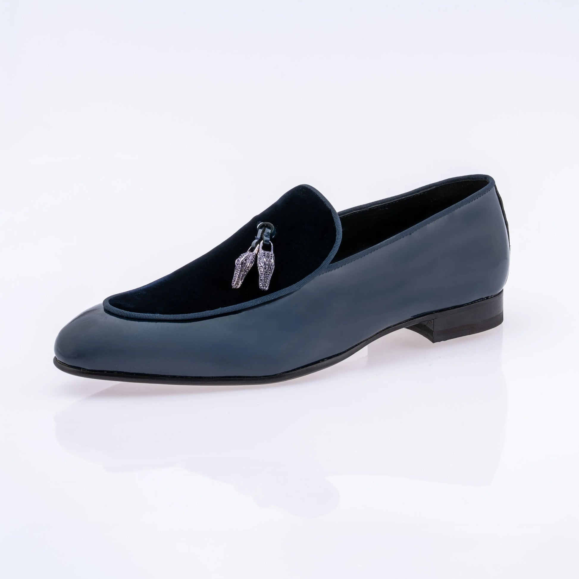 Mauri 3294 Wonder Blue Genuine Leather Patent/Velvet Loafers