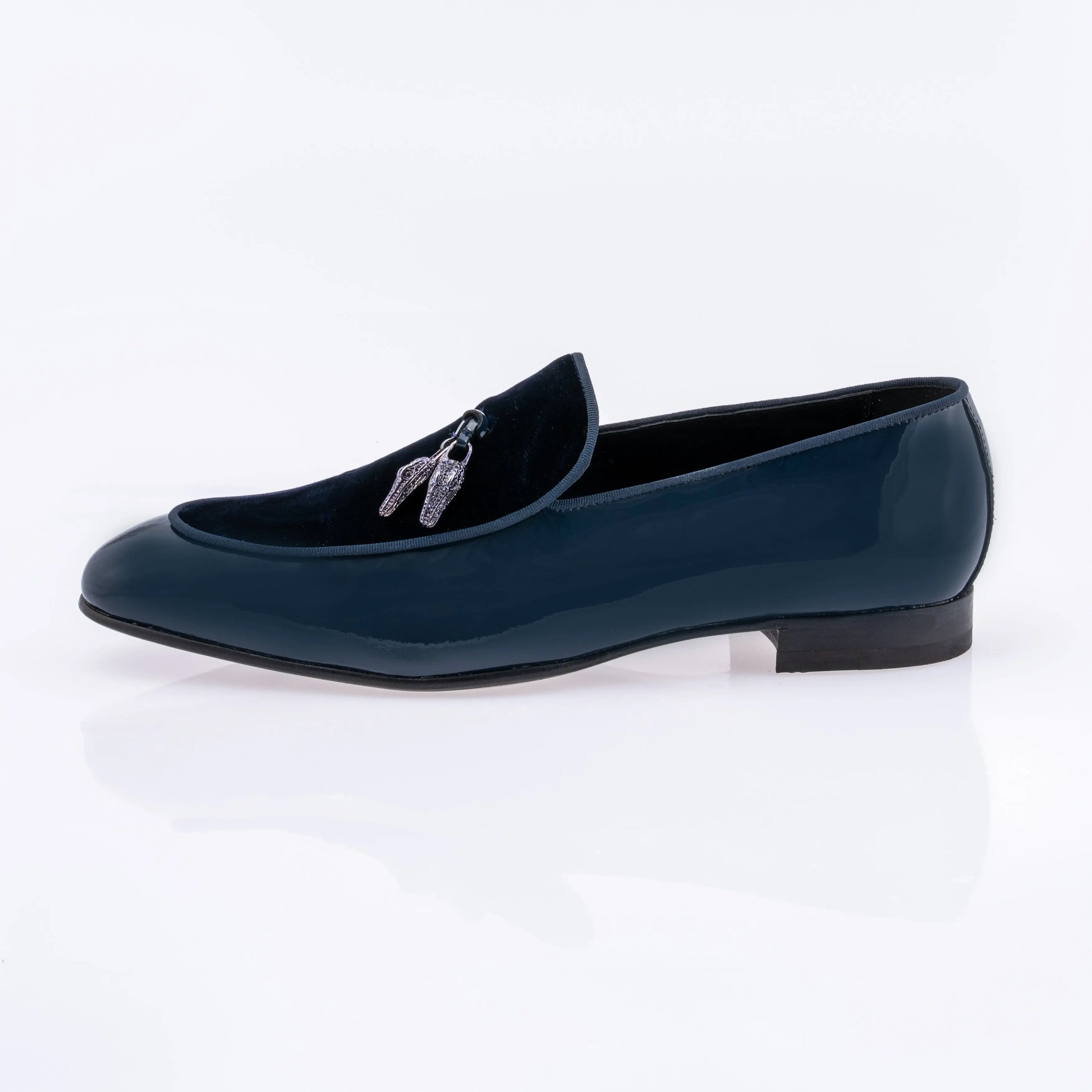 Mauri 3294 Wonder Blue Genuine Leather Patent/Velvet Loafers