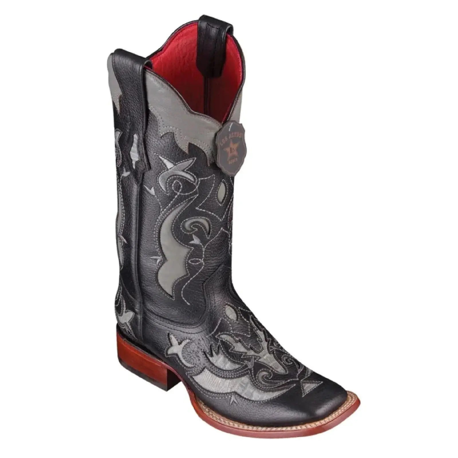 Los Altos 32R0709 Women's Sanded Gray Genuine Teju Wide Square Cowgirl Boots