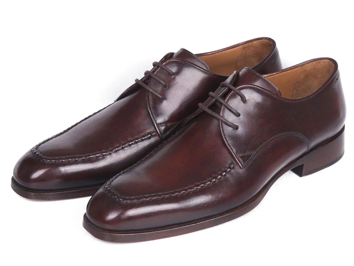 Paul Parkman Men's Brown/Bordeaux Genuine Leather Apron Derby Shoes (ID#33BRD92) PAUL PARKMAN