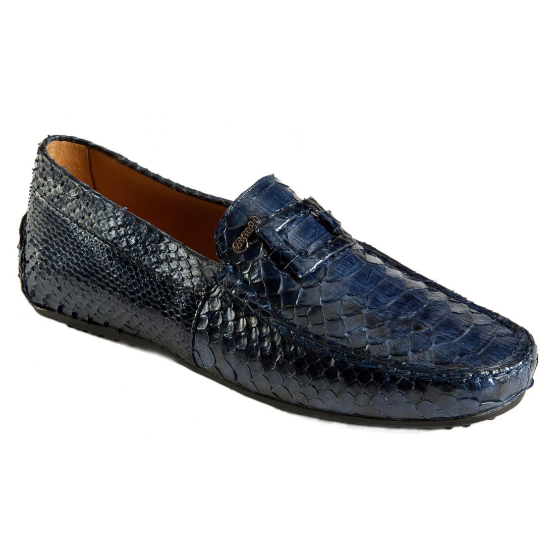 Mauri 3405 Blue Genuine Python Loafer Shoes