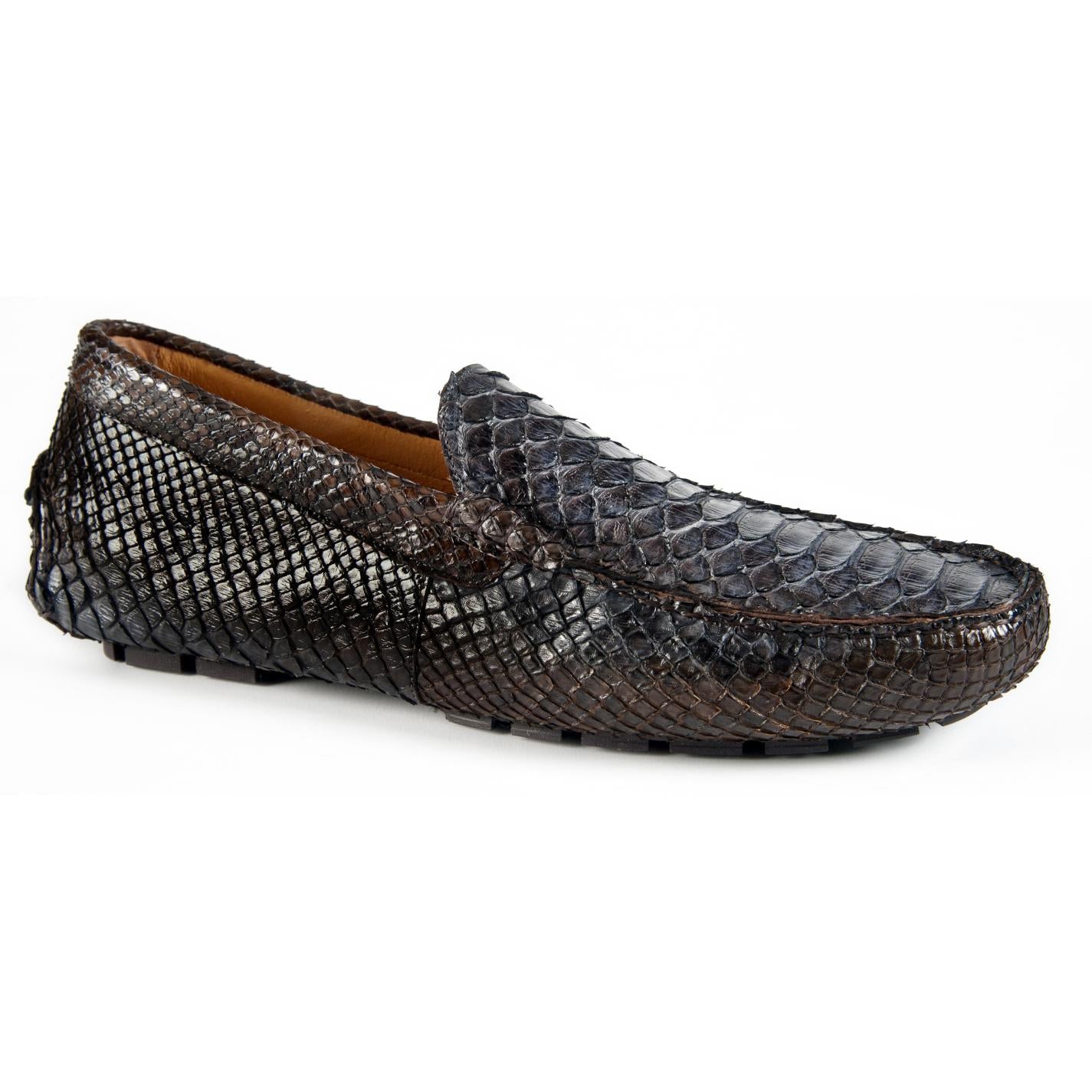 Mauri 3420/1 Grey/Brown Genuine Python Bicolore Dress Loafers Casual Shoes