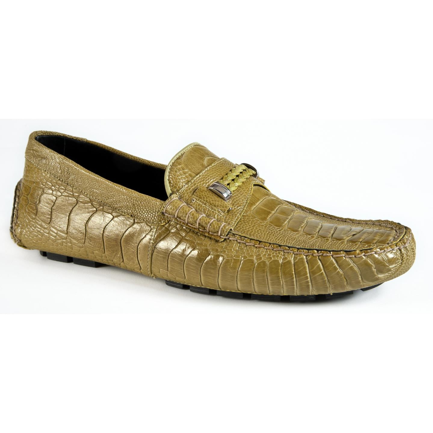 Mauri 3425/1 Khaki Genuine Ostrich Leg Dress Casual Loafers Shoes