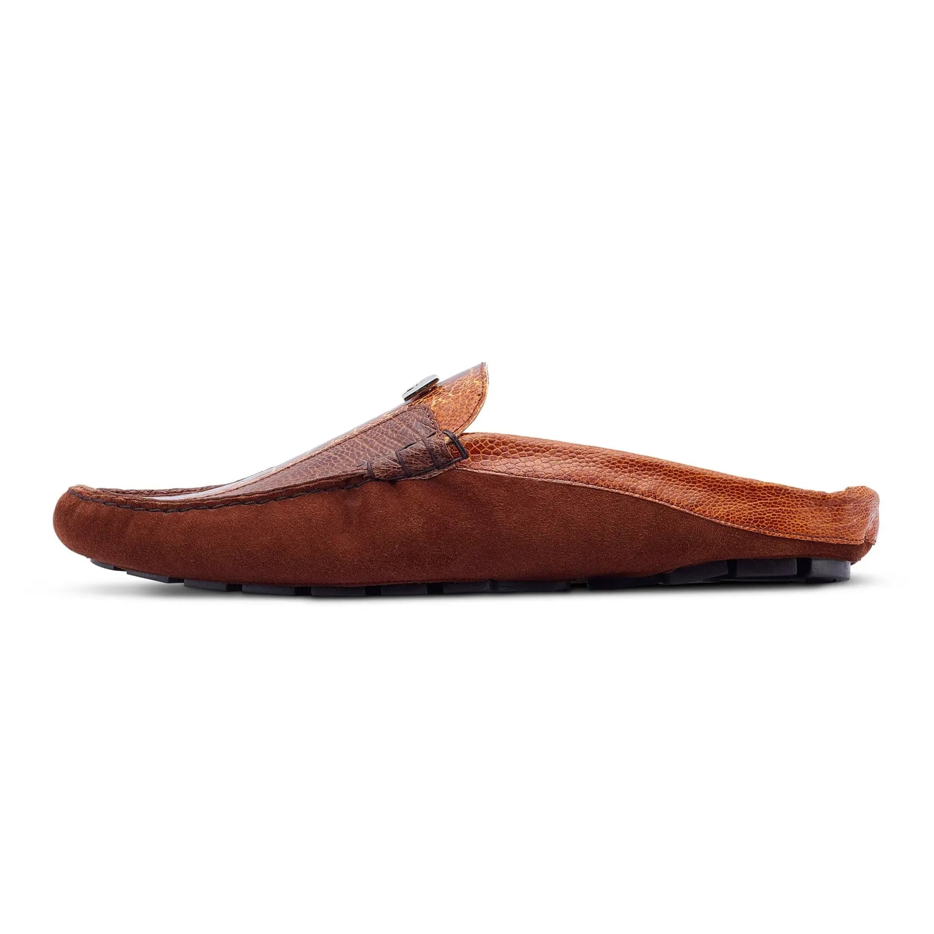 Mauri 3461 Sport Rust/Bicolor Brown Genuine Ostrich Leg/Suede Half Shoes
