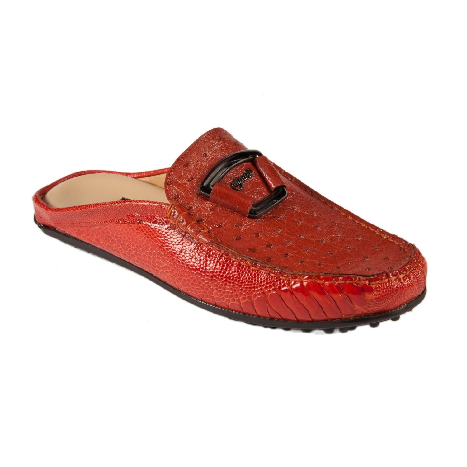 Mauri 3463 Red Genuine Ostrich Leg/Ostrich Half Shoes