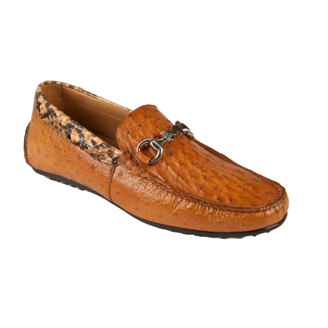 Mauri 3464 Chestnut Genuine Python/Ostrich Loafer Shoes