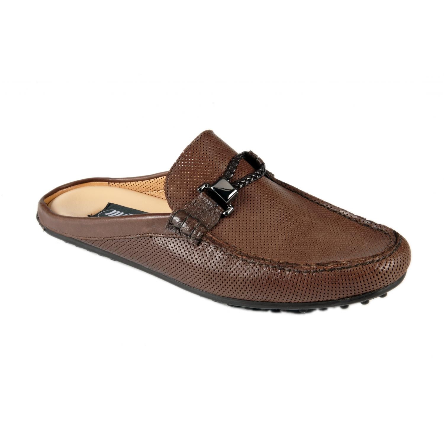 Mauri 3473 Brown Genuine Ostrich/Calf Half Shoes