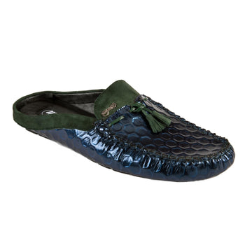 Mauri 3480 Green/Blue Genuine Homer Fabric/Suede Half Shoes