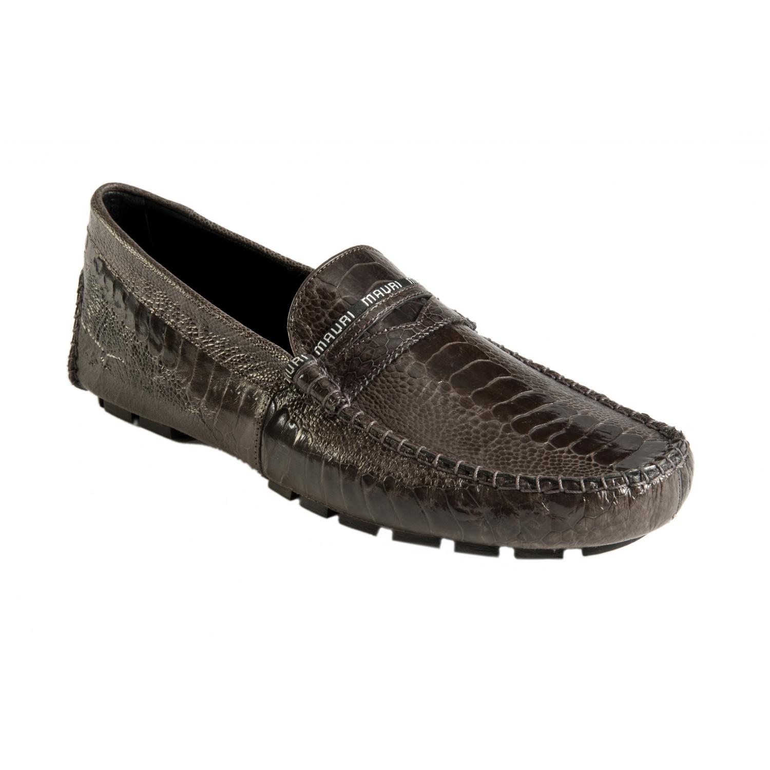 Mauri Agate 3482 Grey Genuine Ostrich Leg Loafer Shoes