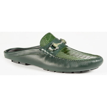 Mauri 3428 Forest Green Genuine Nappa/Ostrich Leg Half Shoes