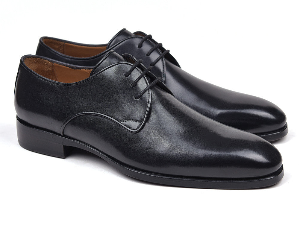 Paul Parkman Men's Black Leather Derby Shoes (ID#34DR-BLK) PAUL PARKMAN