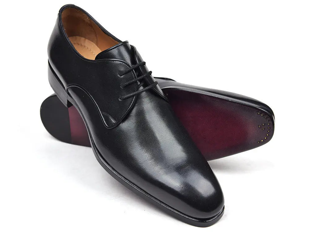 Paul Parkman Men's Black Genuine Leather Derby Shoes (ID#34DR-BLK) PAUL PARKMAN