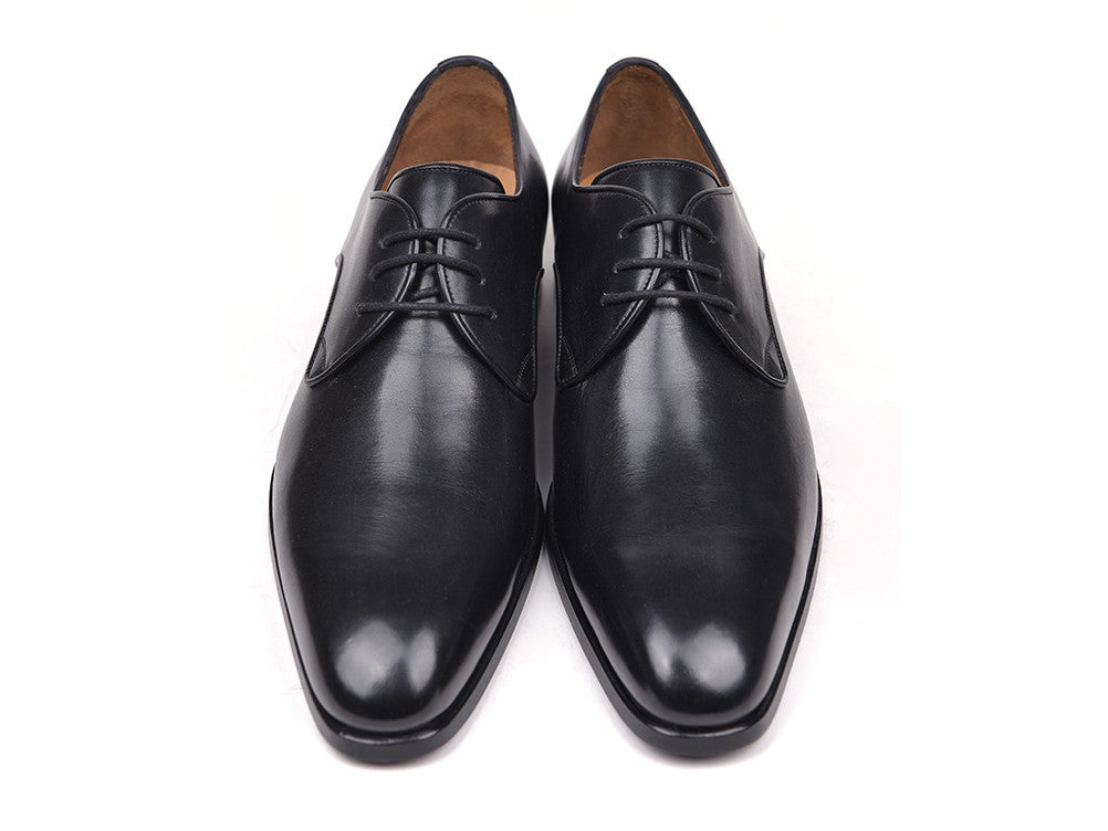 Paul Parkman Men's Black Leather Derby Shoes (ID#34DR-BLK) PAUL PARKMAN