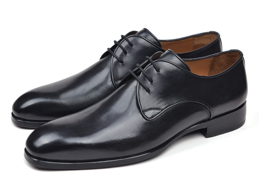 Paul Parkman Men's Black Leather Derby Shoes (ID#34DR-BLK) PAUL PARKMAN