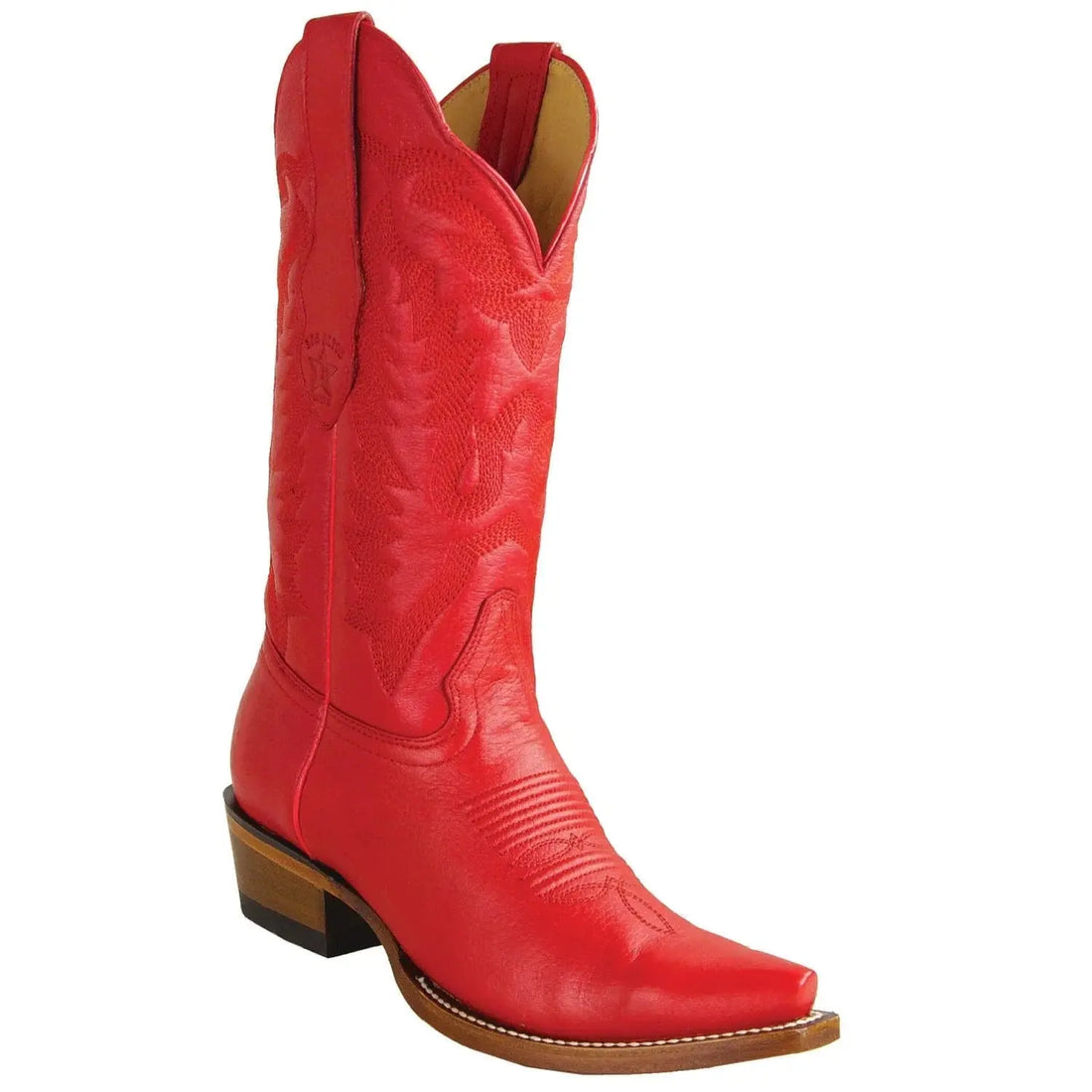 Los Altos 34M8312 Women's Red Genuine Deer Snip Toe Cowgirl Boots