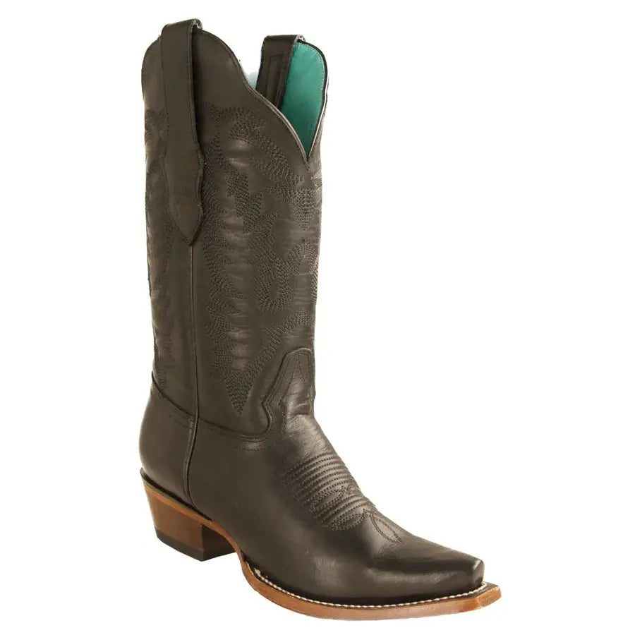 Los Altos 34M8905 Women's Black Genuine Leather Snip Toe Cowgirl Boots