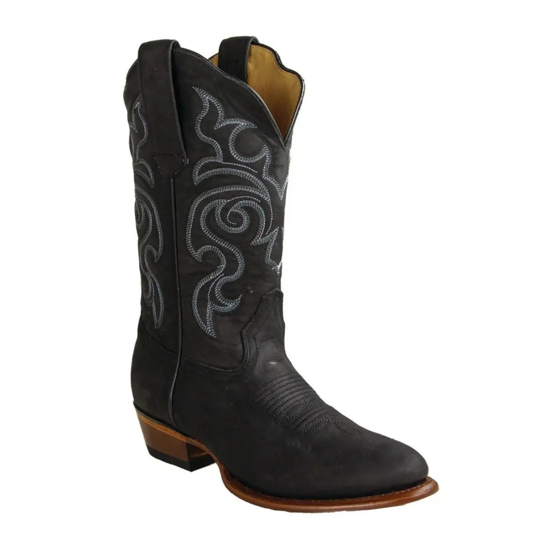 Los Altos 356205 Women's Black Genuine Leather Round Toe Cowgirl Boots