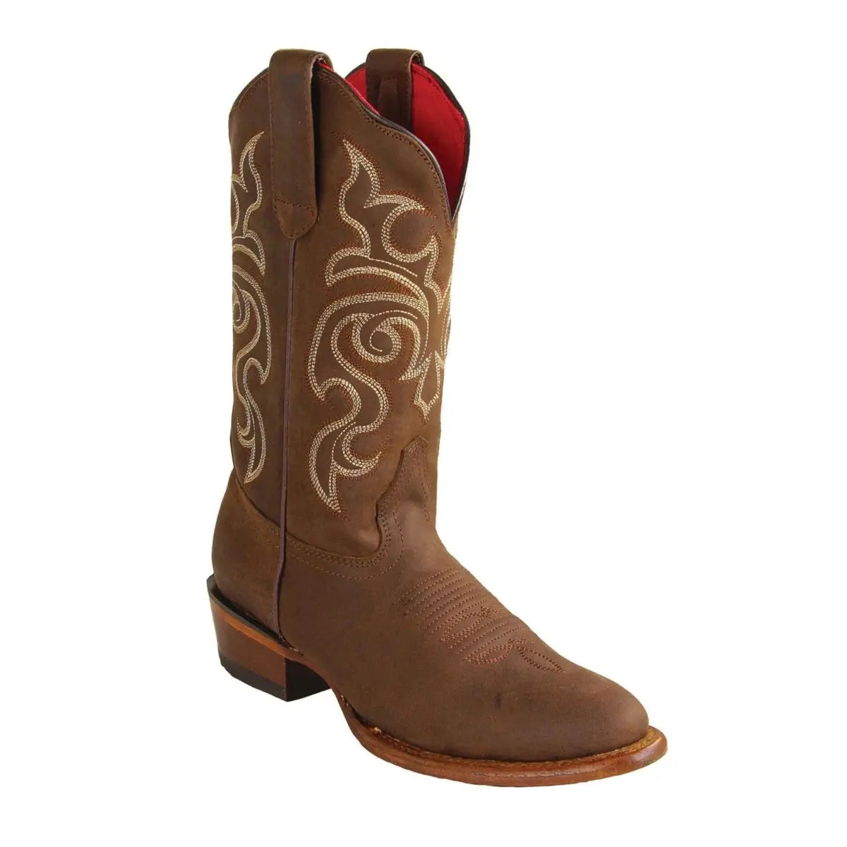 Los Altos 356207 Women's Brown Genuine Leather Round Toe Cowgirl Boots