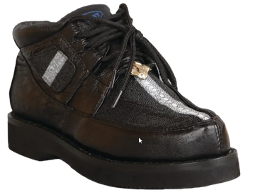 Wild West 2ZA053605 Men's Black Genuine Stingray/Smooth Ostrich Sneakers
